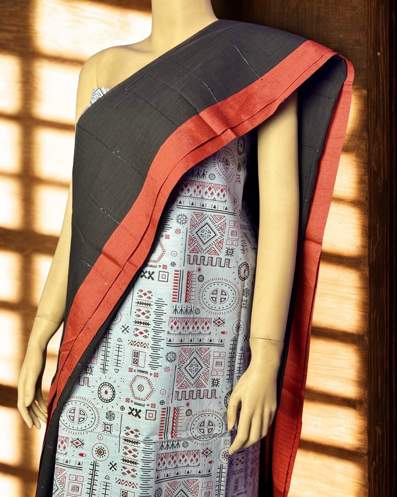 আনস্টিচড থ্রি পিস - আড়ং কটন - Alternate view 2 showing  color