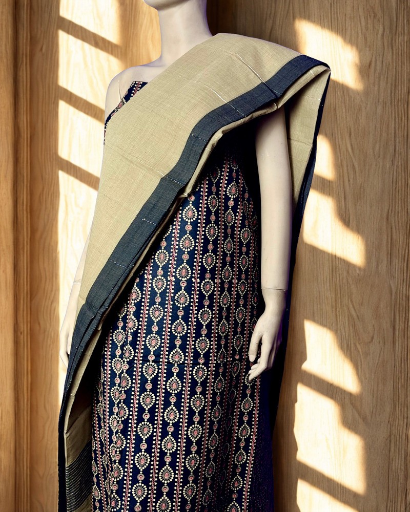 আনস্টিচড থ্রি পিস - আড়ং কটন - Alternate view 1 showing  color