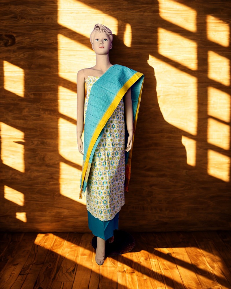 আনস্টিচড থ্রি পিস - আড়ং কটন - Main view showing full design