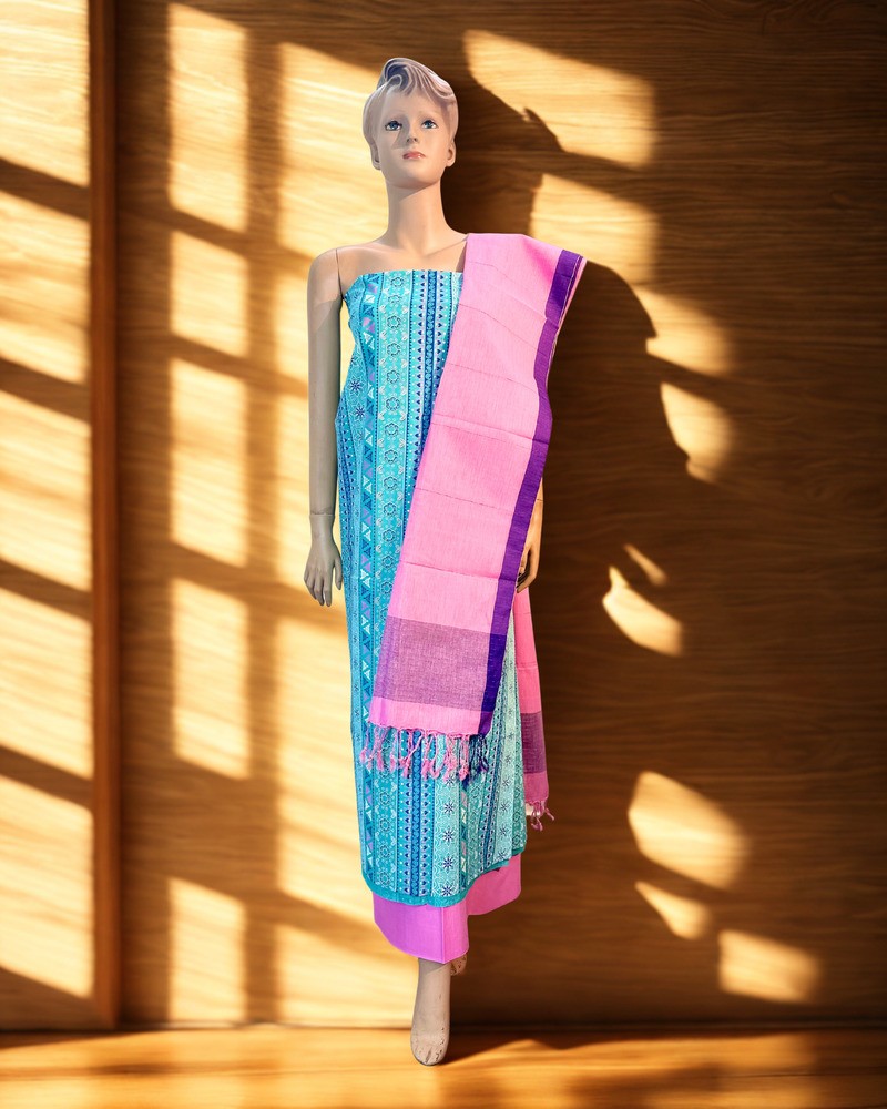 আনস্টিচড থ্রি পিস - আড়ং কটন - Main view showing full design