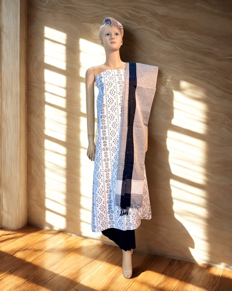 আনস্টিচড থ্রি পিস - আড়ং কটন - Main view showing full design