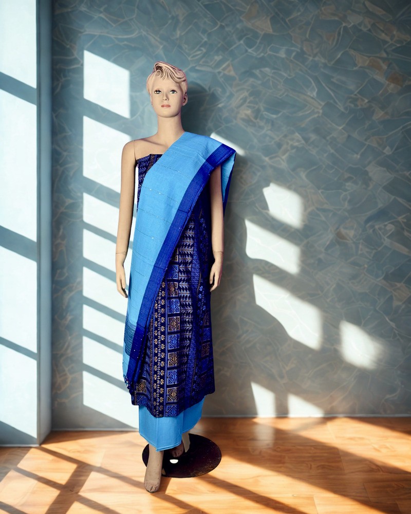 আনস্টিচড থ্রি পিস - আড়ং কটন - Main view showing full design