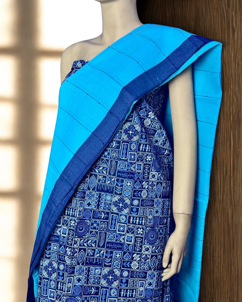 আনস্টিচড থ্রি পিস - আড়ং কটন - Alternate view 2 showing  color