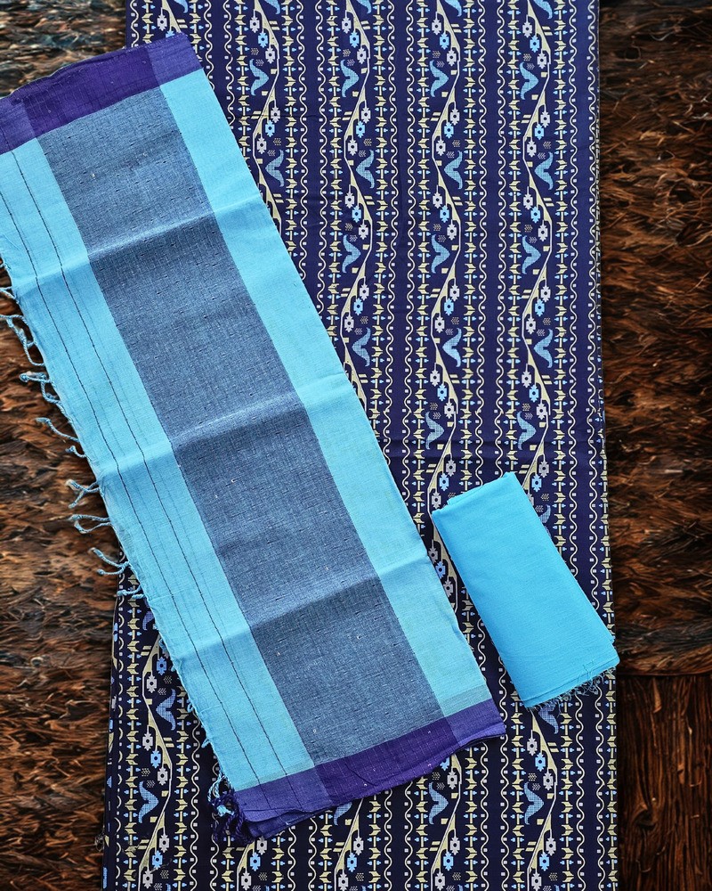 আনস্টিচড থ্রি পিস - আড়ং কটন - Alternate view 2 showing  color